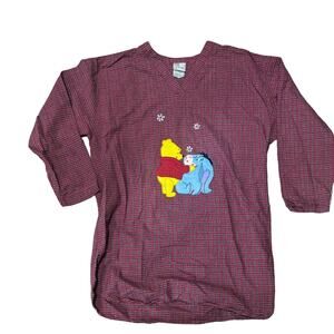 Winnie The Pooh Eeyore Red Plaid Flannel SleepNight Gown Size M